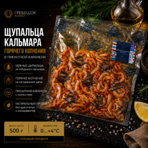 Щупальца кальмара горячего копчения в пикантной карамели